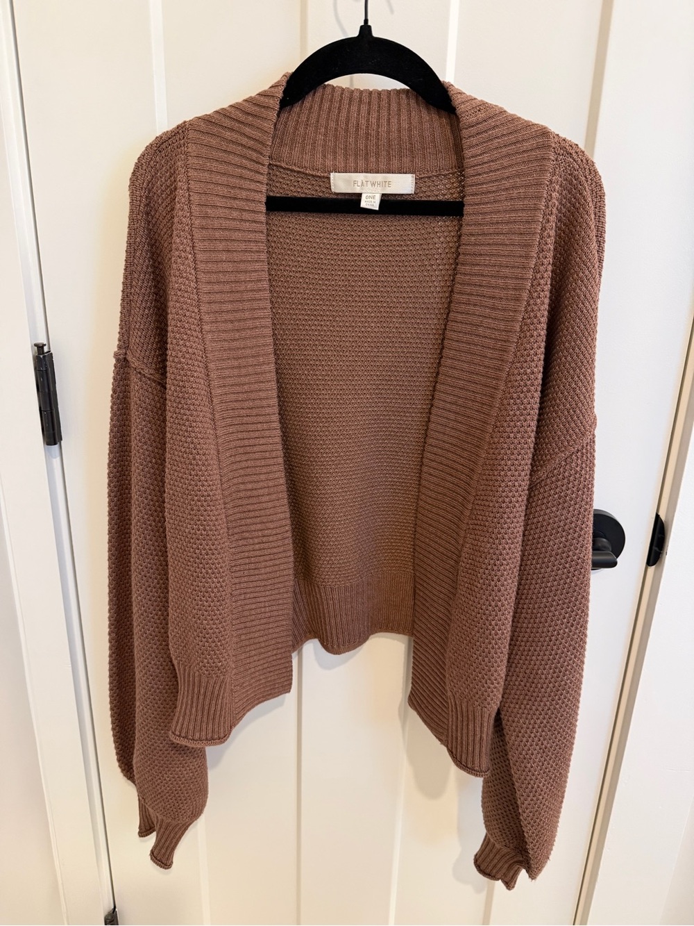Flat White from Anthropologie Women's Open Front Chunky Cardigan Brown - Picture 1 of 5